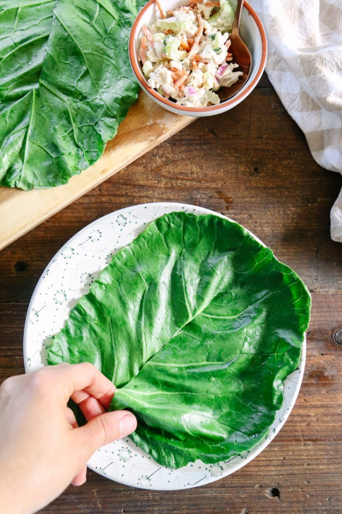 Such a fun way to enjoy leafy greens! I fill these wraps with chicken salad, tuna salad, veggies, or 'cleaner' lunchmeat and cheese. So yummy!