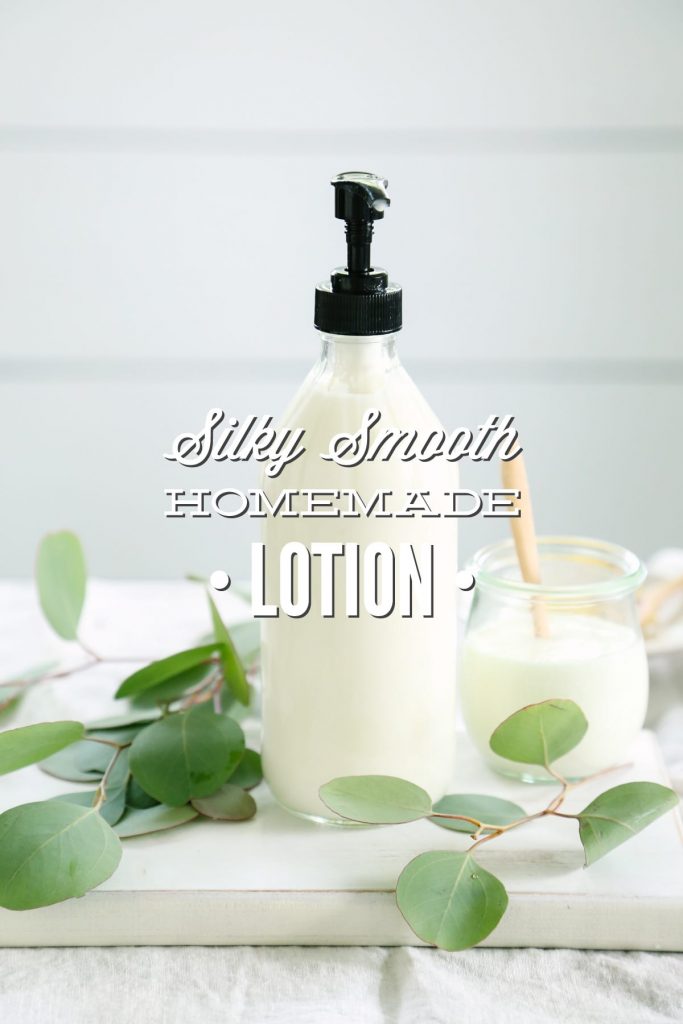 A silky smooth and creamy homemade lotion! This lotion rivals the consistency and feel of store-bought lotion. And it's made without coconut oil!