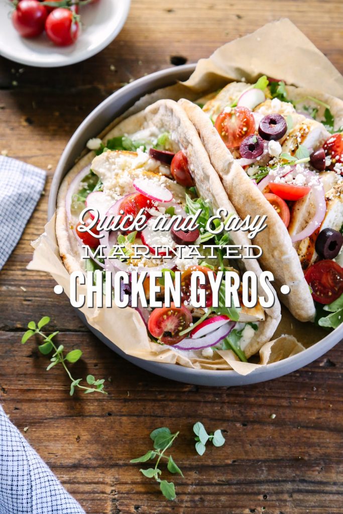 Marinated Chicken Gyros - Love this quick and easy weeknight meal: healthy chicken gryos.
