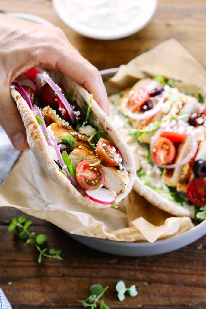 Marinated Chicken Gyros - Love this quick and easy weeknight meal: healthy chicken gryos.