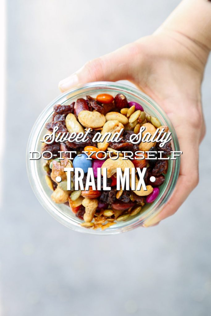 Yum! This sweet and salty DIY trail mix is so delicious, and it's made with real food ingredients. Love!