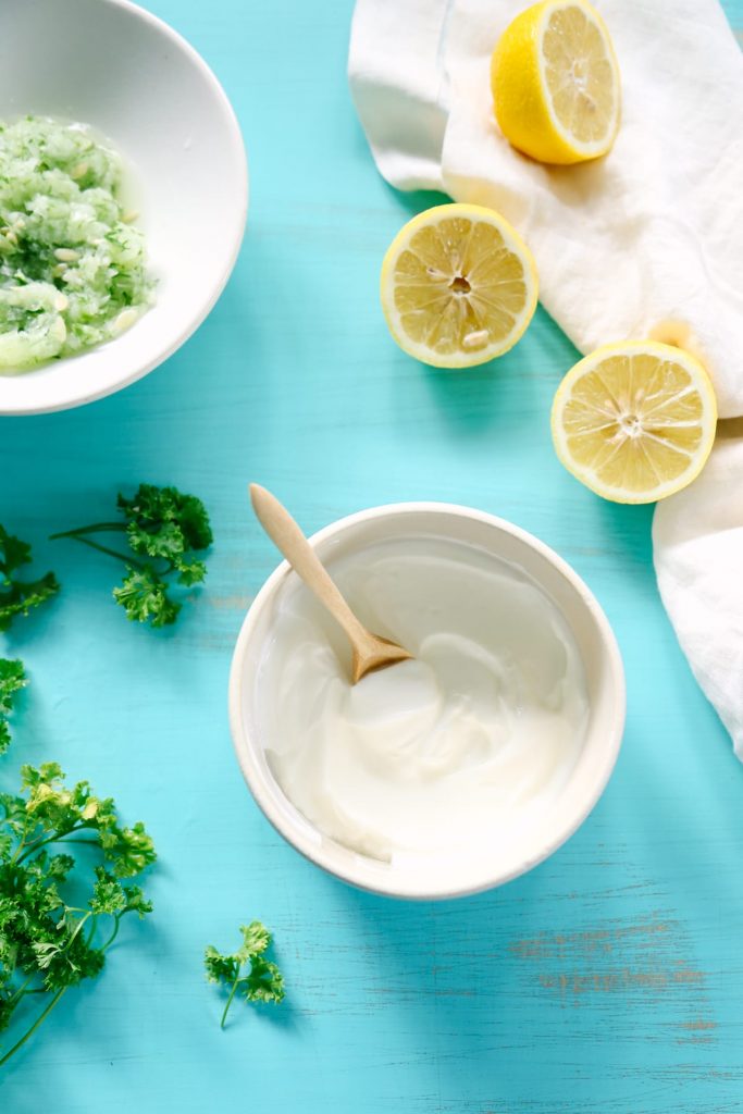 Homemade tzatziki sauce - so easy! Just a few ingredients that I already have in my fridge.