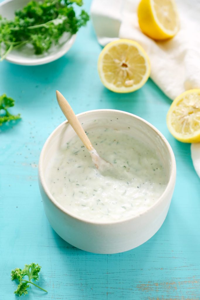 Homemade tzatziki sauce - so easy! Just a few ingredients that I already have in my fridge.
