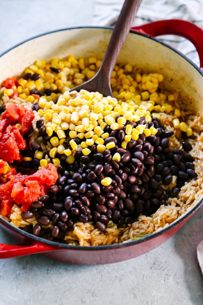 My family loves this one-pot Spanish chicken and rice casserole. So easy and serves a ton of people for just a few dollars. Real ingredients!