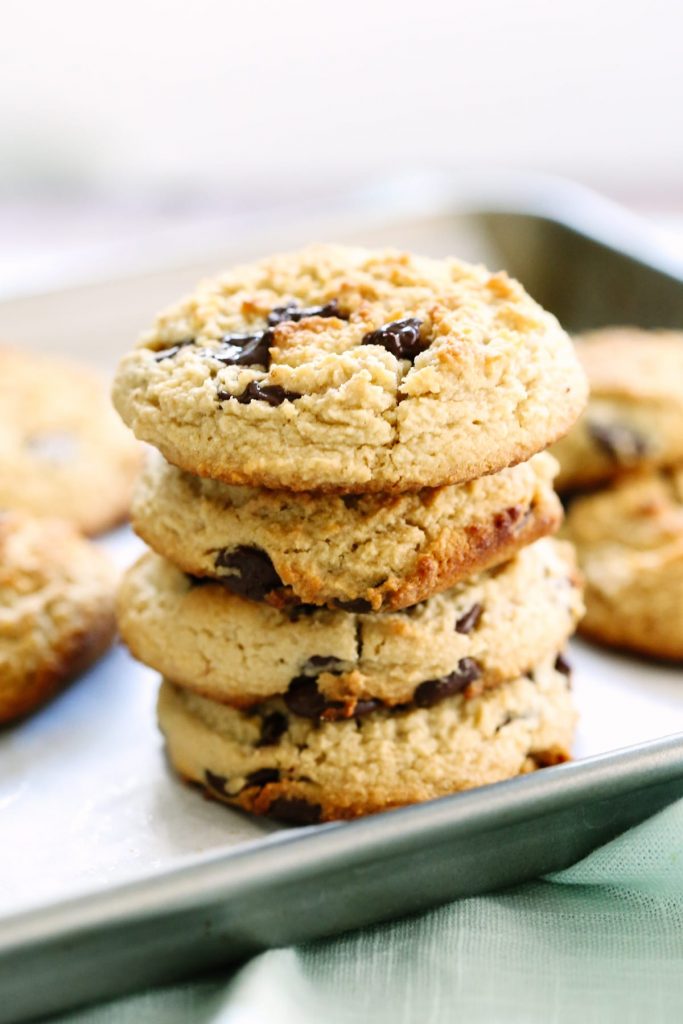So easy, so good. No softening butter, or using refined sugar. Just 1/3 cup of honey in this chocolate chip cookie recipe. Naturally gluten-free.
