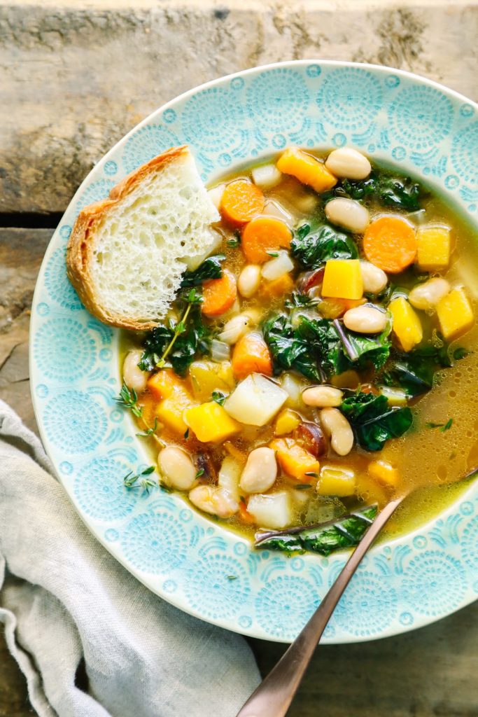 A quick and simple fall vegetable soup that's packed full of nourishing ingredients. This vegetarian soup is perfect for even the meat-eaters in the family.