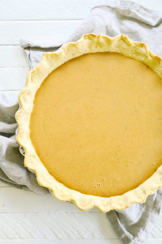 A naturally-sweetened (maple syrup) pumpkin pie that's made without any condensed or evaporated milk. So easy and good.