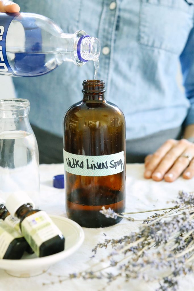 A super easy, three-ingredient (homemade) fabric refresher spray to replace the store-bought spray.