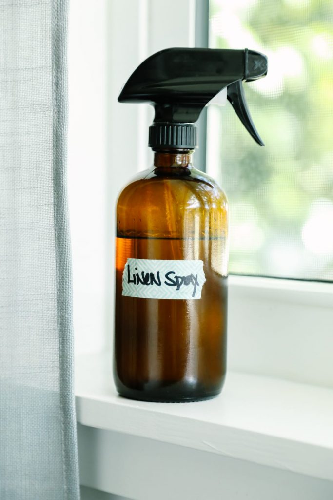 A super easy, three-ingredient (homemade) fabric refresher spray to replace the store-bought spray.