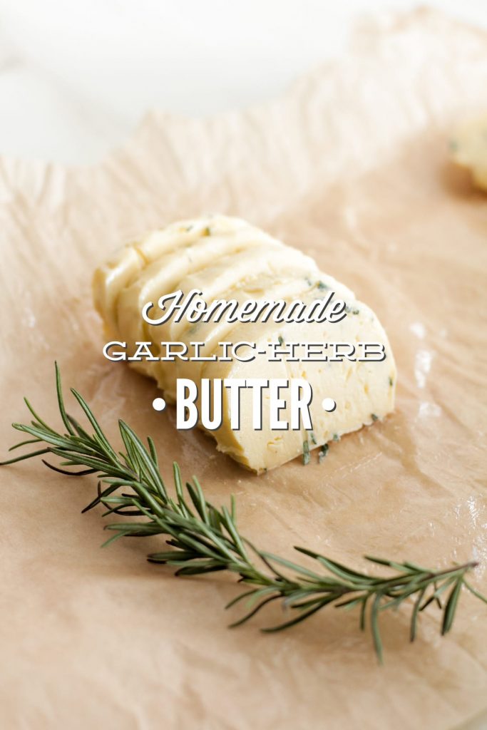 So good! This easy garlic-herb butter is great on bread, steak, chicken, or in baking recipes. Freezer-friendly, too.