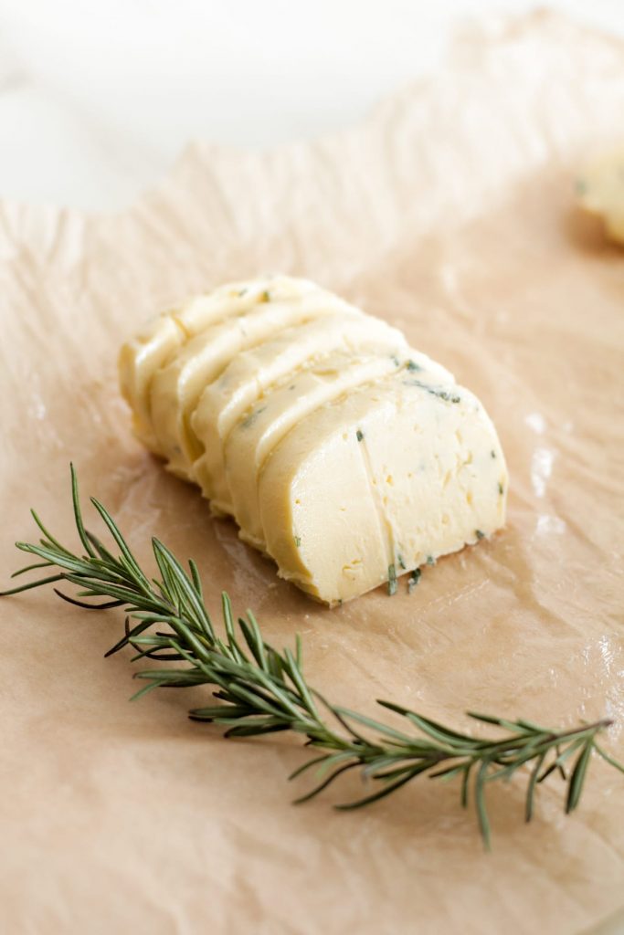 So good! This easy garlic-herb butter is great on bread, steak, chicken, or in baking recipes. Freezer-friendly, too.