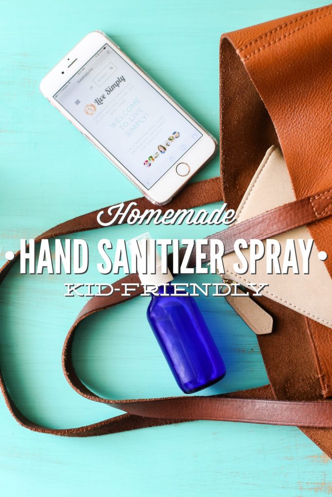 A simple hand sanitizer spray that uses kid-safe essential oils, witch hazel, and glycerin (a moisturizing ingredient found at most drug stores).