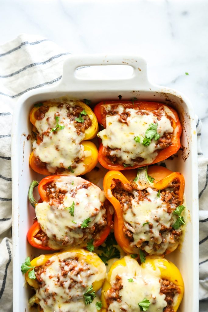 YUM!! My family loved this meal. So easy, freezer-friendly, and perfect for the whole family. 100% real ingredients. Budget-friendly, too. Stuffed peppers.