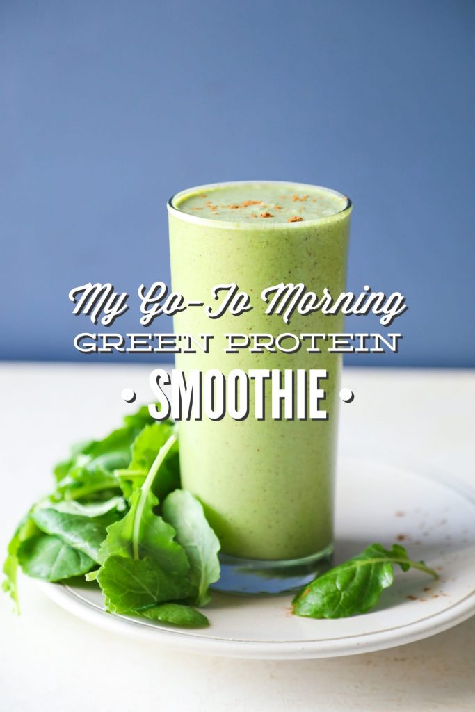 This is my go-to smoothie nearly every single morning. This smoothie is packed full of leafy greens and natural protein (no fancy protein powders).