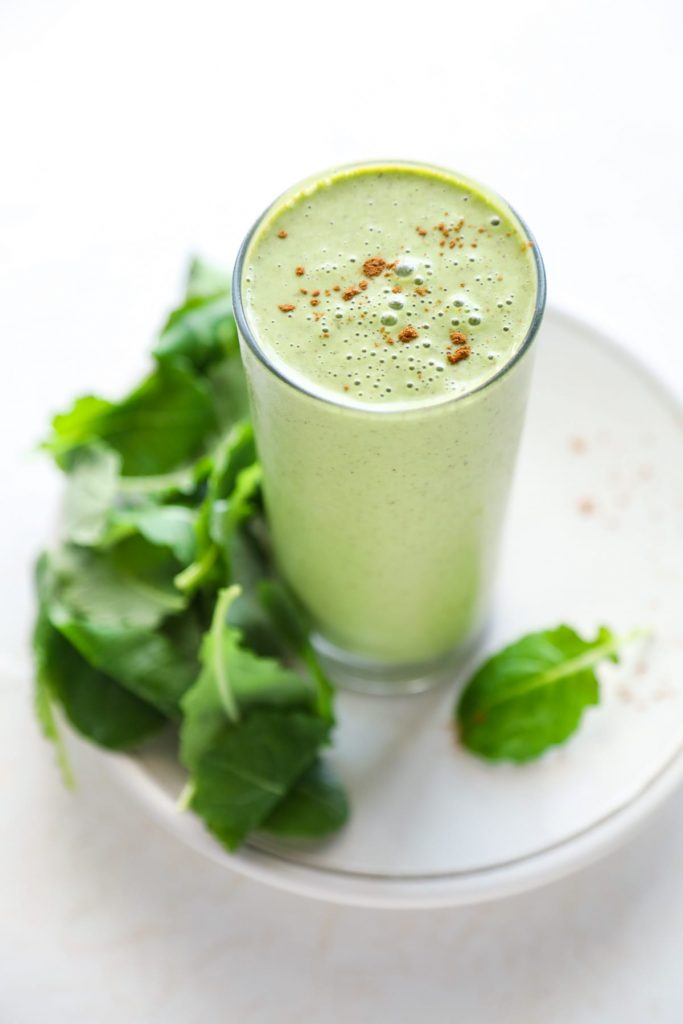 This is my go-to smoothie nearly every single morning. This smoothie is packed full of leafy greens and natural protein (no fancy protein powders).