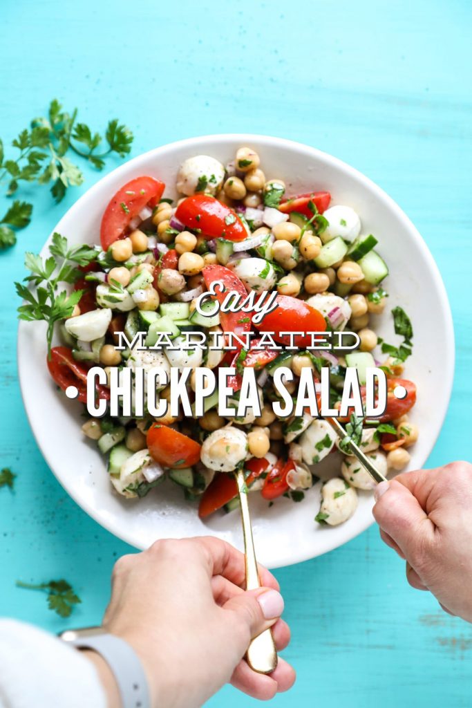 A no-cook chickpea salad recipe that only calls for a few simple ingredients. This salad is a perfect make-ahead lunch or dinner option.