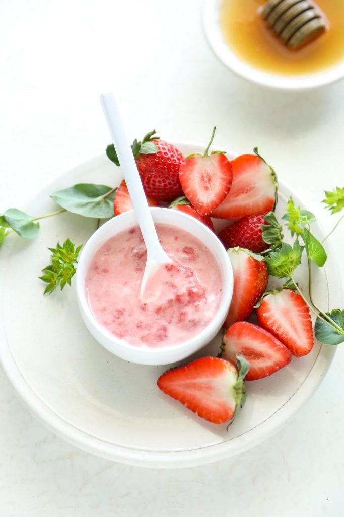 A brightening strawberry facial mask. This super easy mask only requires three ingredients, and it's gentle enough to use daily.