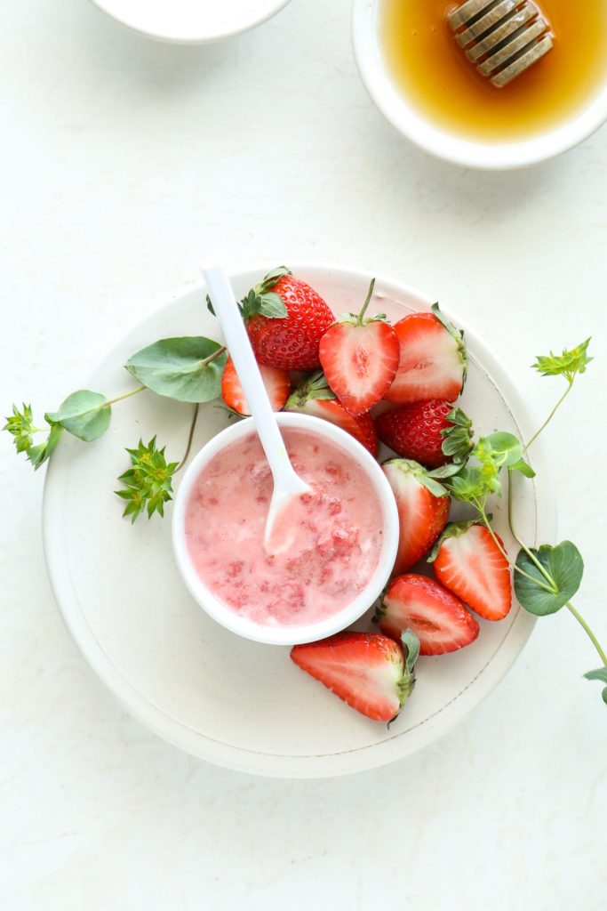 A brightening strawberry facial mask. This super easy mask only requires three ingredients, and it's gentle enough to use daily.