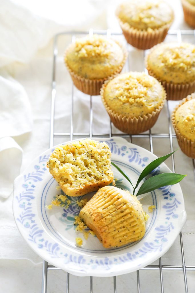 Light and naturally-sweetened lemon poppy seed muffins made with healthy einkorn flour.