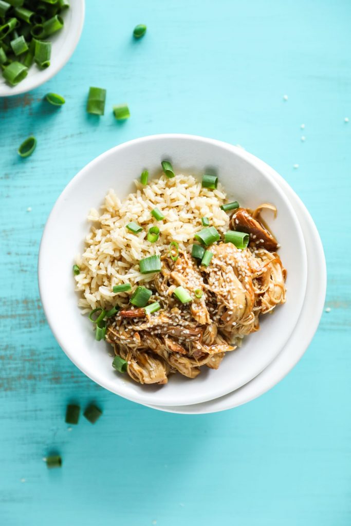 So good! Instant Pot Teriyaki-Style Chicken. Made in under 30 minutes, no hands-on time. Literally just dump the ingredients in the pot and cook. Slow cooker option, too.