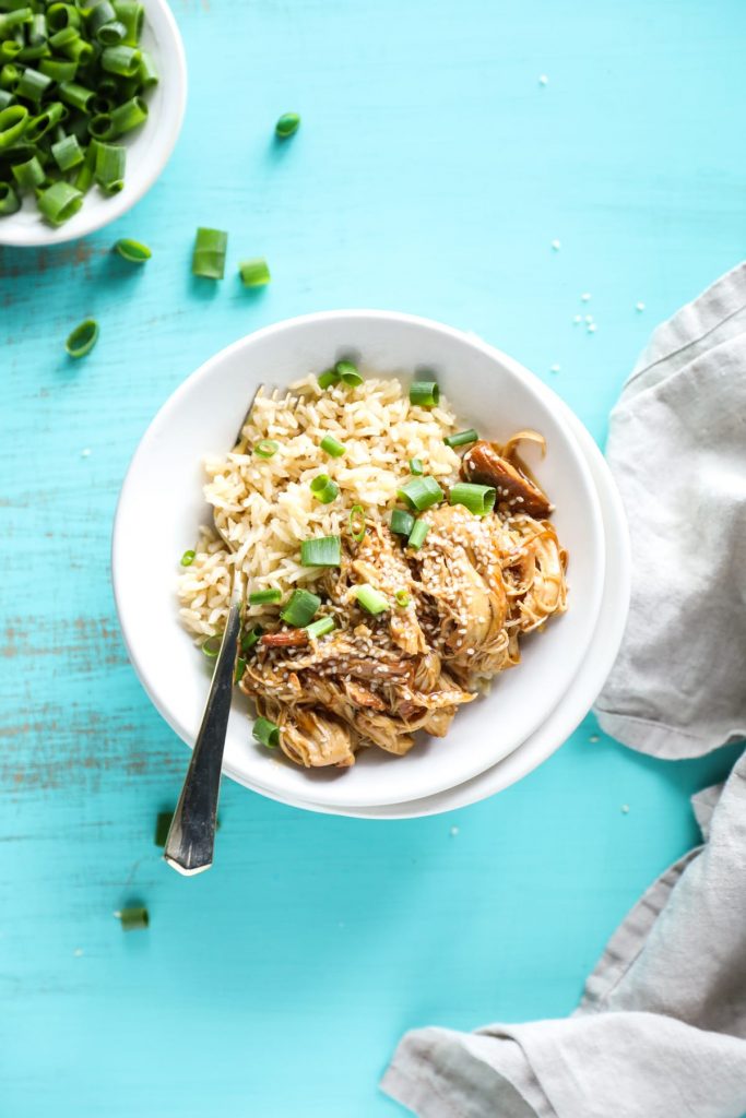 So good! Instant Pot Teriyaki-Style Chicken. Made in under 30 minutes, no hands-on time. Literally just dump the ingredients in the pot and cook. Slow cooker option, too.