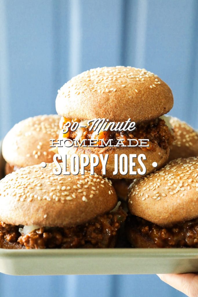 A (homemade) real food sloppy joe recipe that can be made in under 30 minutes. Real, inexpensive meal idea.