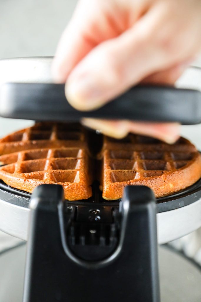 Delicious, simple, and naturally gluten-free. These waffles are made with almond flour, arrowroot, and basic fridge staples to create crispy and fluffy waffles.