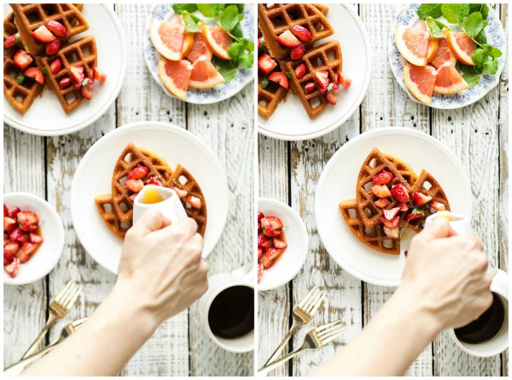 Delicious, simple, and naturally gluten-free. These waffles are made with almond flour, arrowroot, and basic fridge staples to create crispy and fluffy waffles.