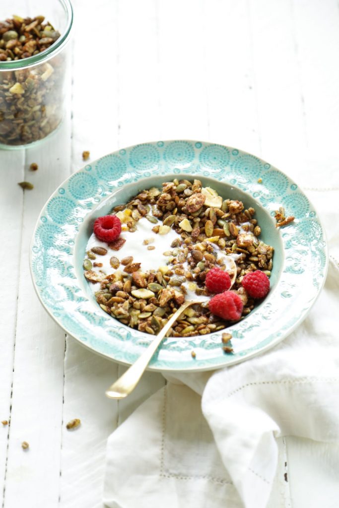 An easy-to-make grain and gluten-free granola made with nuts and seeds.