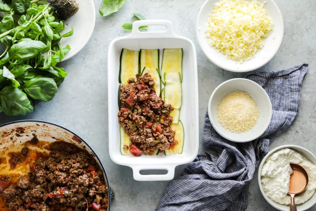 A naturally gluten and grain free lasagna! Use seasonal zucchini to make this veggie-packed twist on classic cheese and meat lasagna.