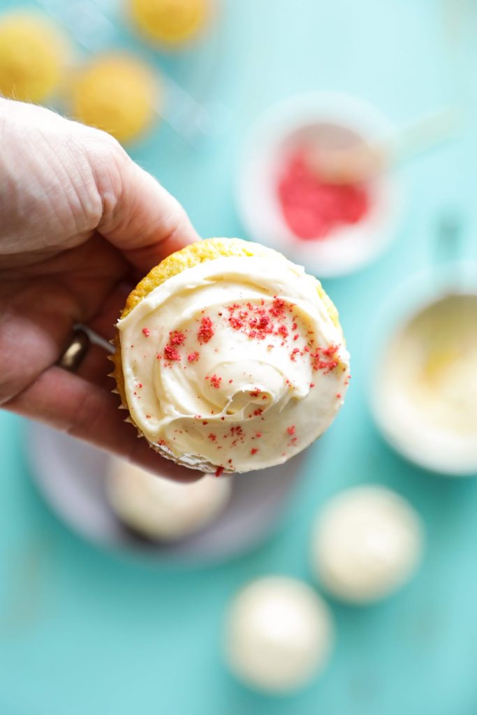 Homemade einkorn flour cupcakes! So good, so easy! With homemade frosting.