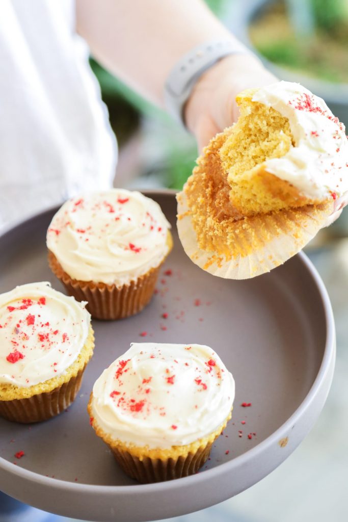 Homemade einkorn flour cupcakes! So good, so easy! With homemade frosting.