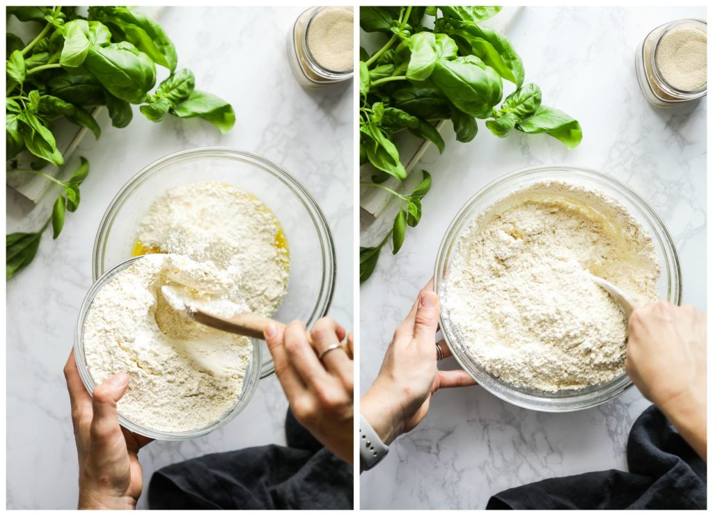 The best pizza dough! So easy to make (no kneading) and tastes similar to white flour (but it's a lot healthier for you). Einkorn pizza dough! Grill it for flatbreads or bake it in the oven for pizza.