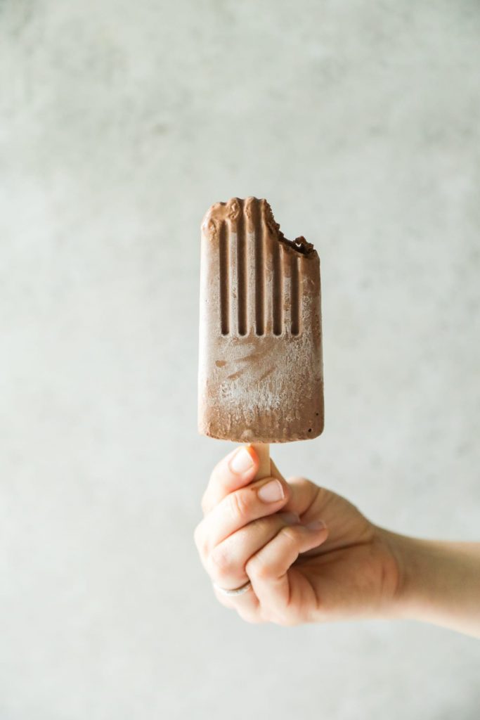 So good! No dairy or refined sugar. Super simple ingredients. Easy to make--just blend and pour. Homemade fudgesicles.