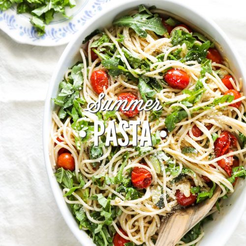 Summer Pasta with Burst Tomatoes, Zucchini, and Arugula