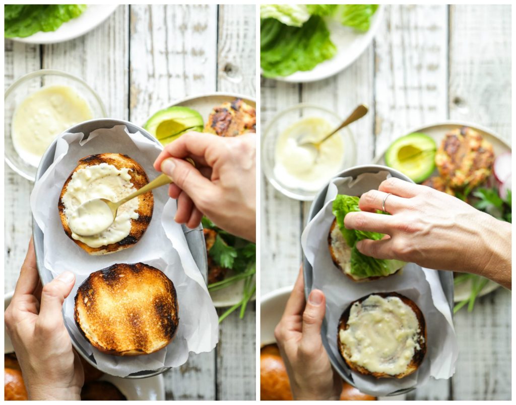 Chicken and Herb Burgers with Garlic Aioli. So easy, 100% homemade.