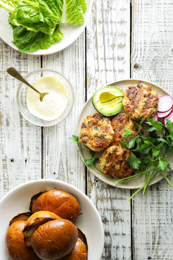 Chicken and Herb Burgers with Garlic Aioli. So easy, 100% homemade.