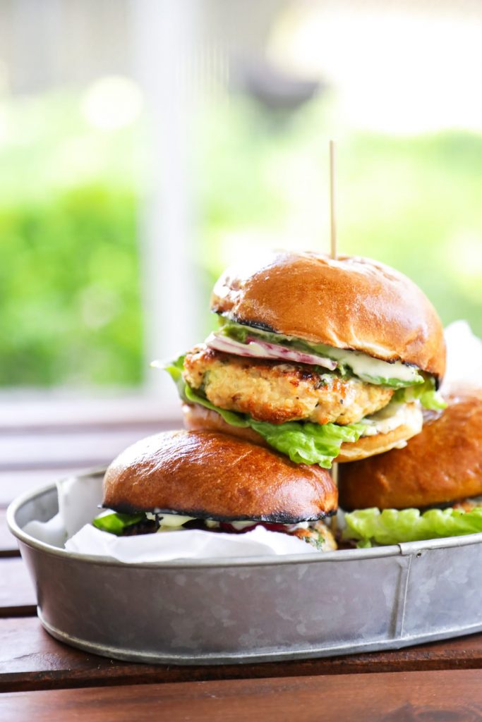 Chicken and Herb Burgers with Garlic Aioli. So easy, 100% homemade.