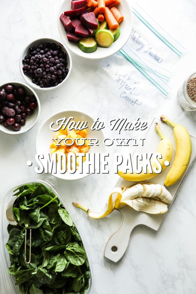 How to make your own custom smoothie packs using a variety of fruit, veggies, greens, and other nutrient-rich ingredients. Make-ahead, freezer-friendly.