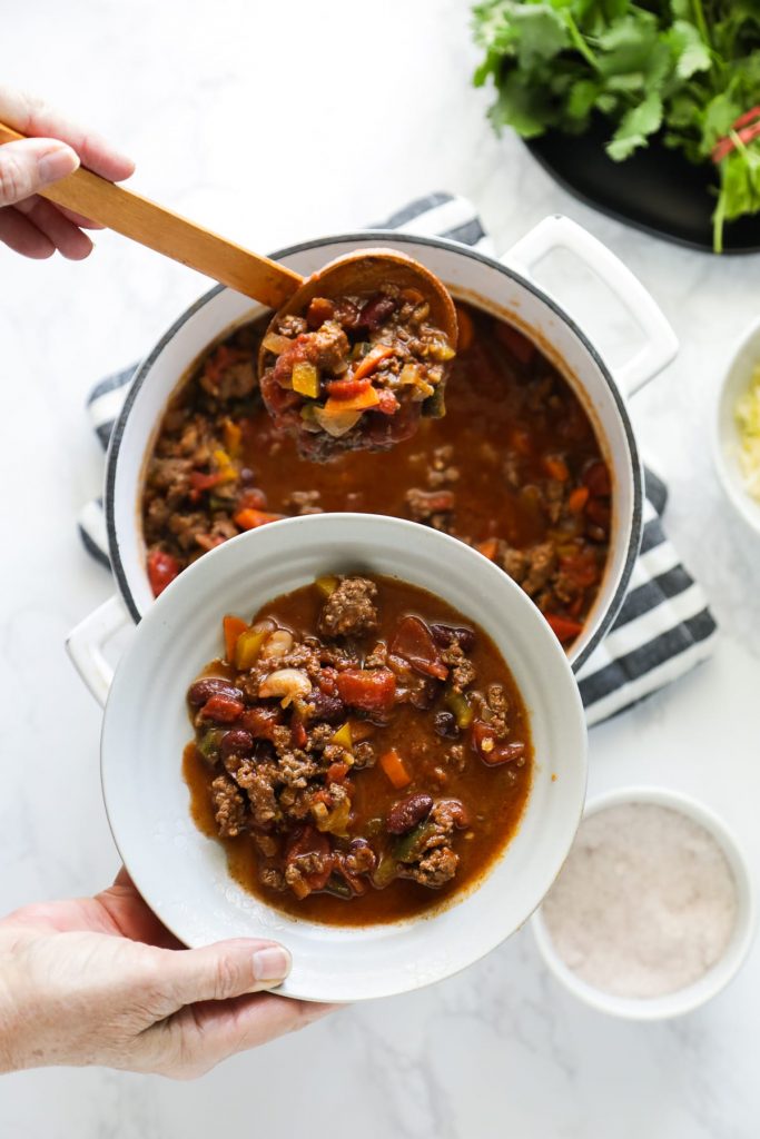 So easy, so good! No fancy ingredients needed. Just a simple, incredibly flavorful homemade chili.