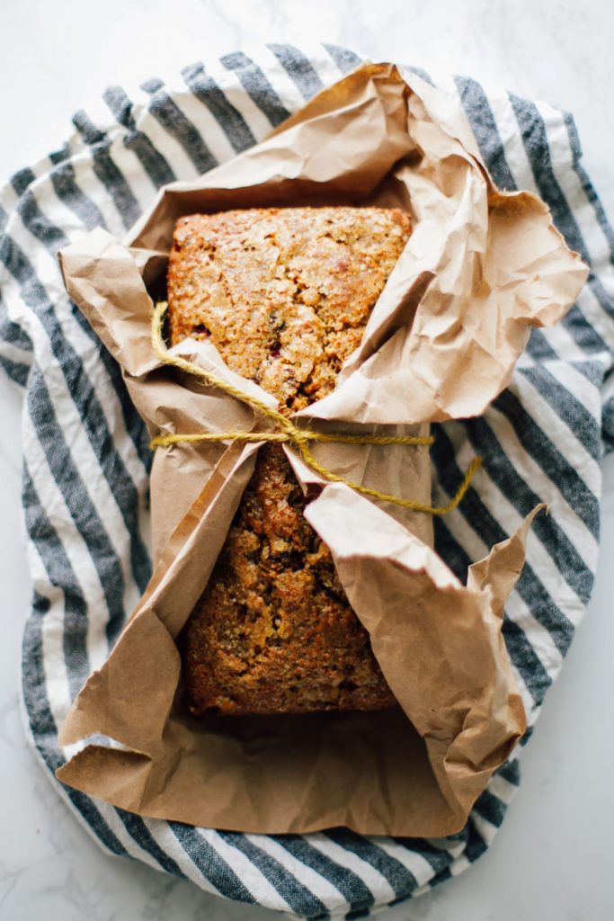 A traditional cranberry-orange bread made with einkorn flour.
