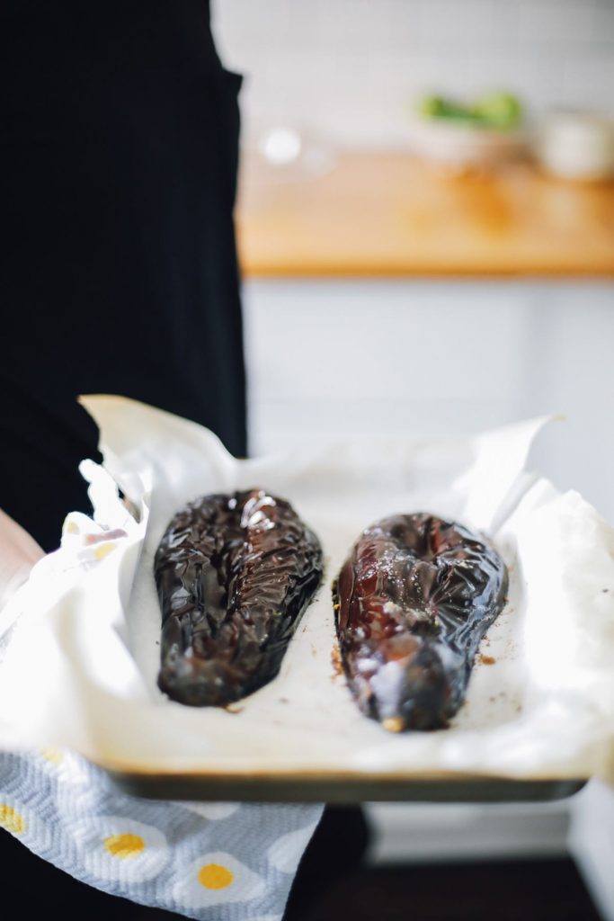 An easy-to-make eggplant dip. Perfect for spreading on sandwich bread, or enjoying as a dip with veggies, pita, or crackers.