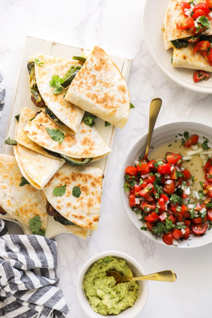 Fajita-style, vegetarian quesadillas. So easy, so quick, so good!