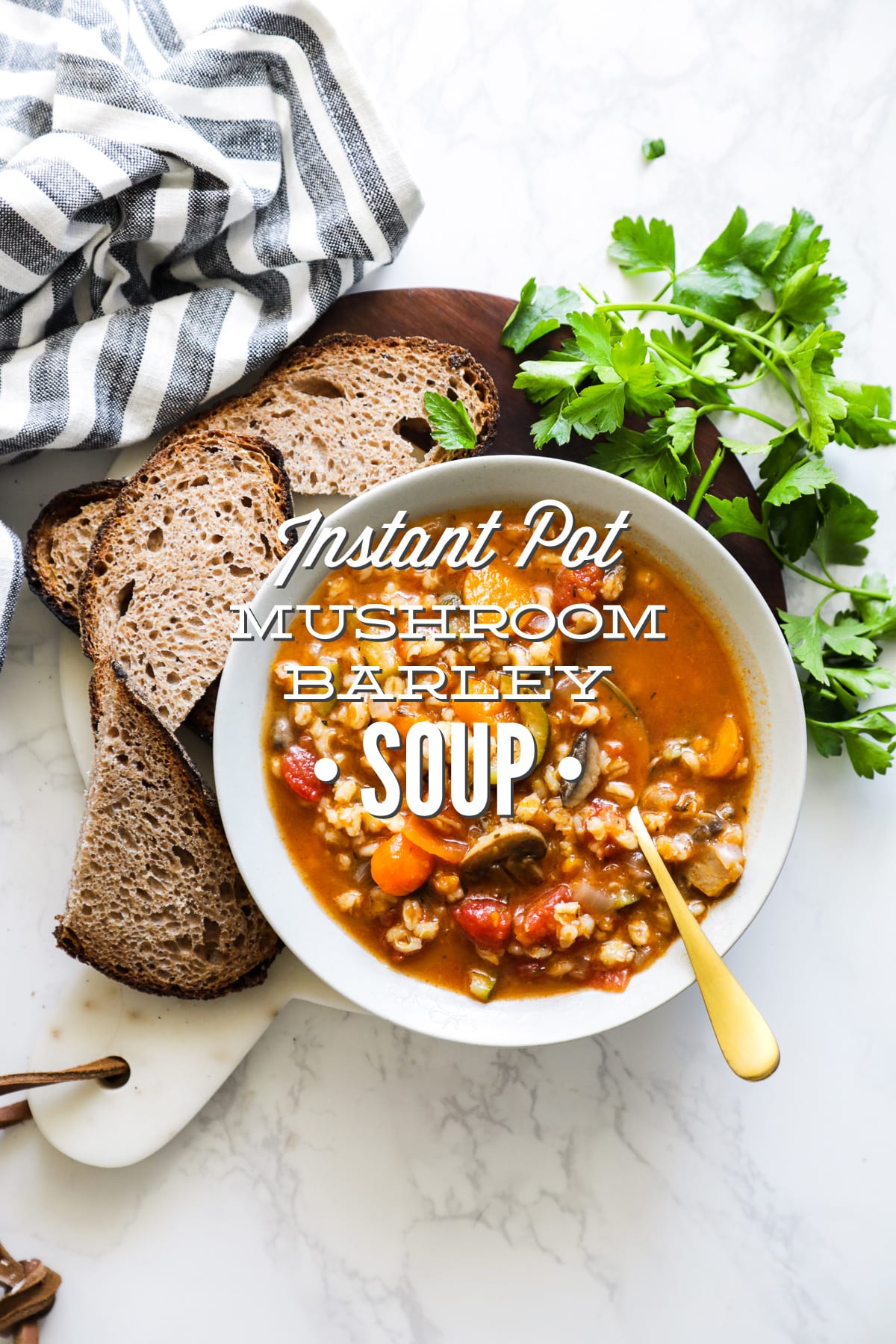 Instant Pot Mushroom Barley Vegetable Soup (Vegan, Pressure Cooker Recipe)