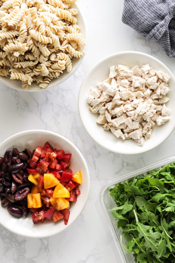 This veggie-dense chicken pasta salad is easy to make ahead for real-food meals on the go.