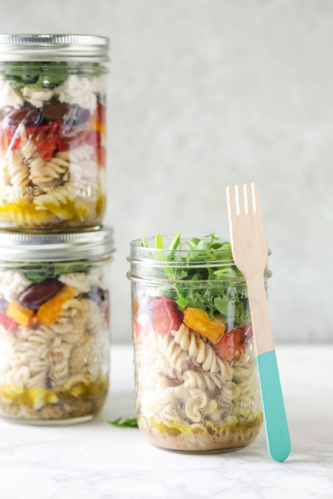 This veggie-dense chicken pasta salad is easy to make ahead for real-food meals on the go.