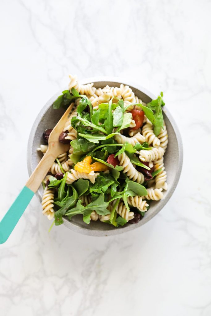 This veggie-dense chicken pasta salad is easy to make ahead for real-food meals on the go.