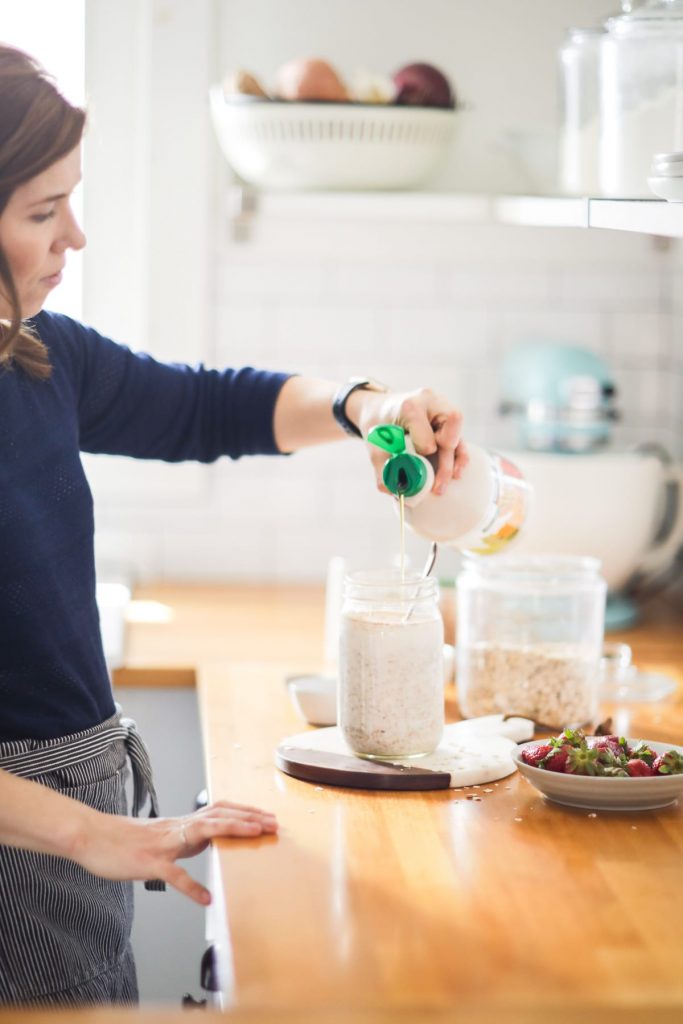 My favorite (make-ahead) overnight oatmeal. The recipe makes enough for 2-3 breakfasts, and will keep in the fridge for 2-3 days.