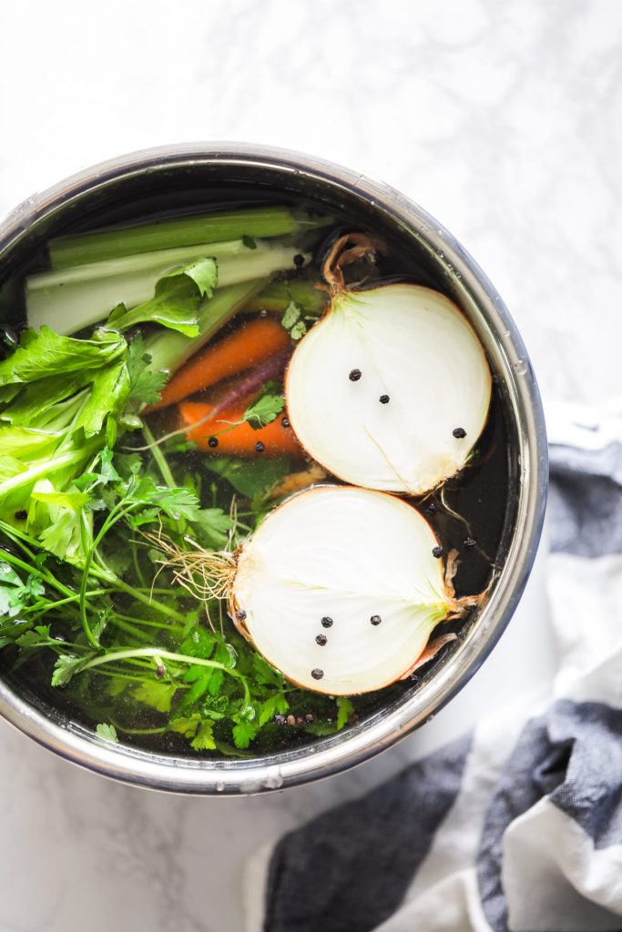 This whole-food chicken stock is simple to make in the Instant Pot, and can be frozen for recipe use months down the road!