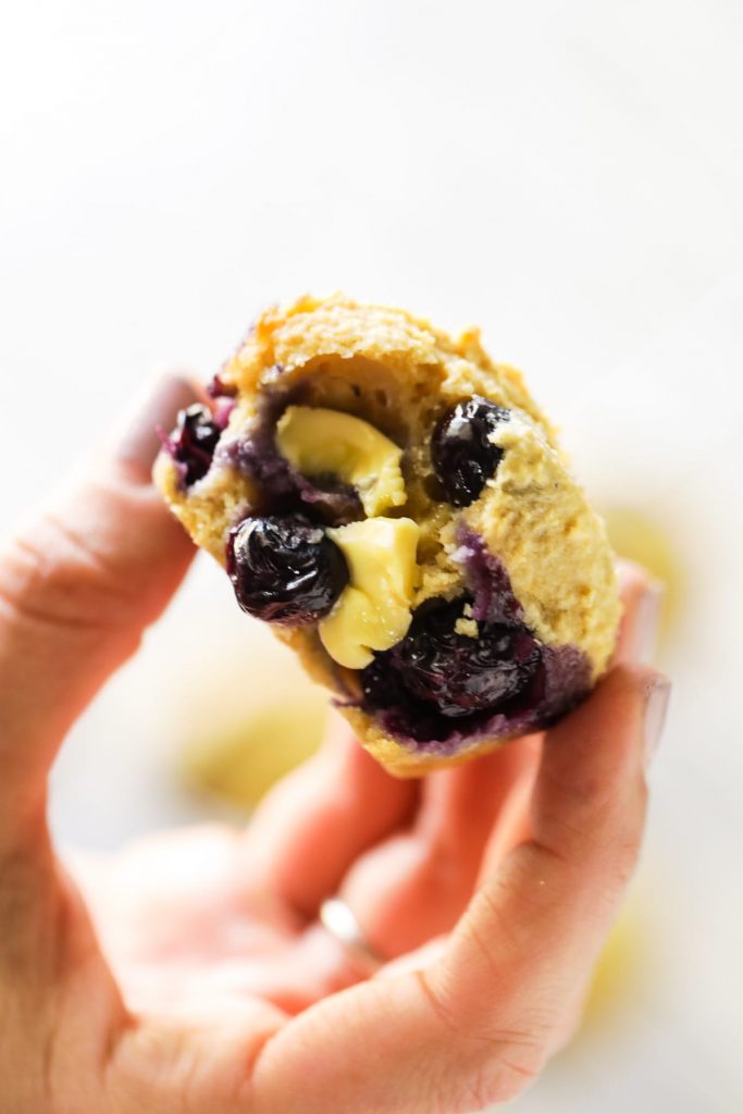 These naturally-sweetened, gluten-free blueberry almond-oat muffins taste like homemade blueberry pancakes. Prep these real-food muffins for an easy, grab-n-go breakfast or snack option.